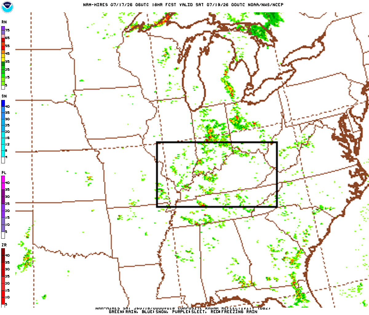 NAM Radar forecast