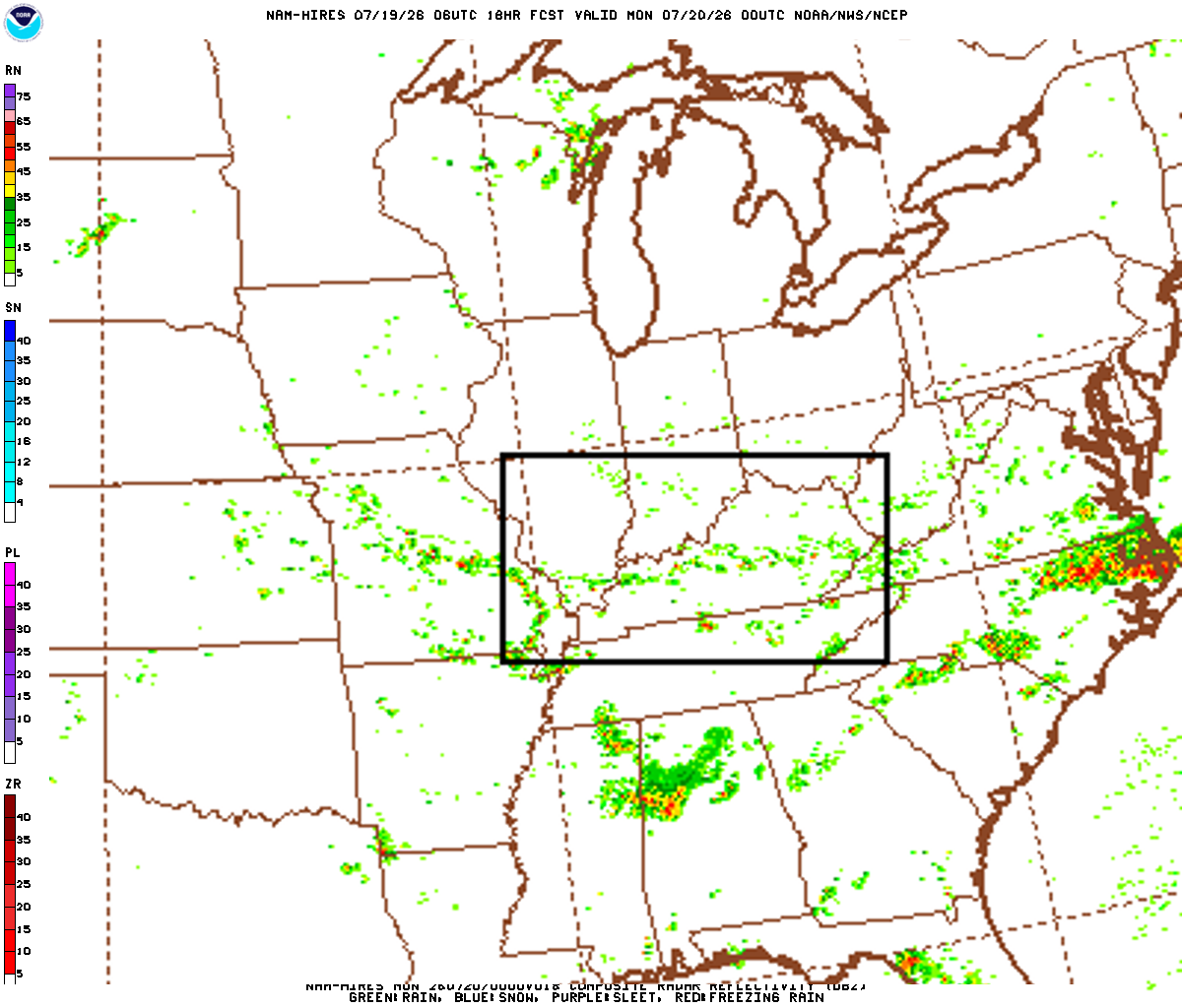 NAM Radar forecast