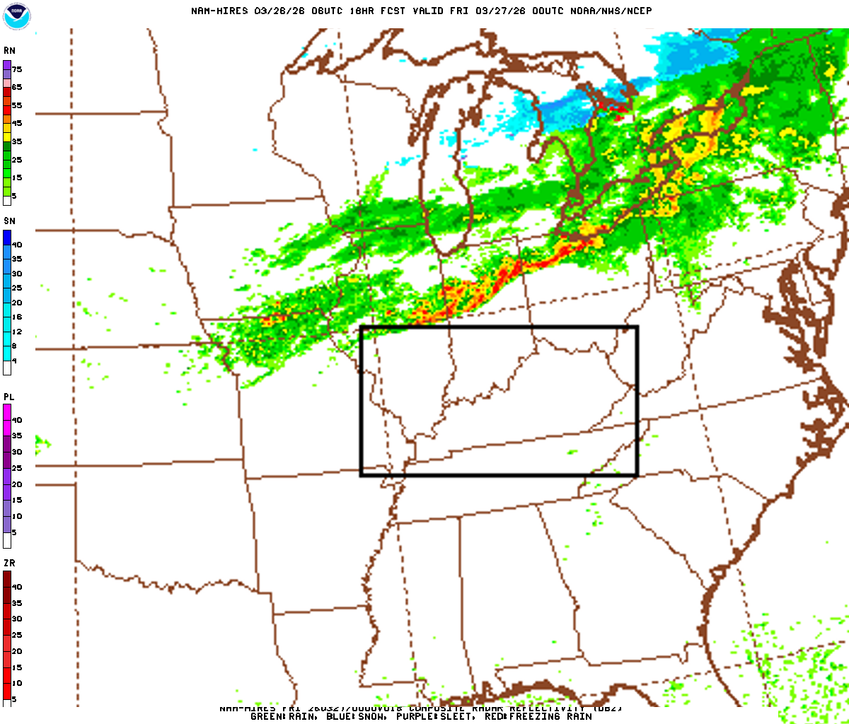 NAM Radar forecast